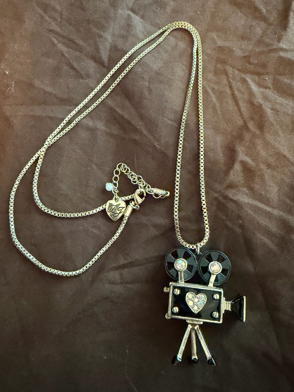 Betsey Johnson Film Noir Camera Pendant Necklace with Eye Charm